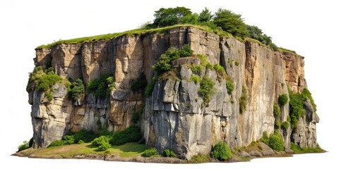 Isolated Rock Formation with Vegetation