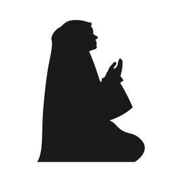 recommend clip art: Silhouette of muslim woman praying hands dua or doa amen. side view. concept of worship. vector illustration