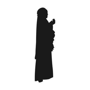 black silhouette woman praying clip art preview