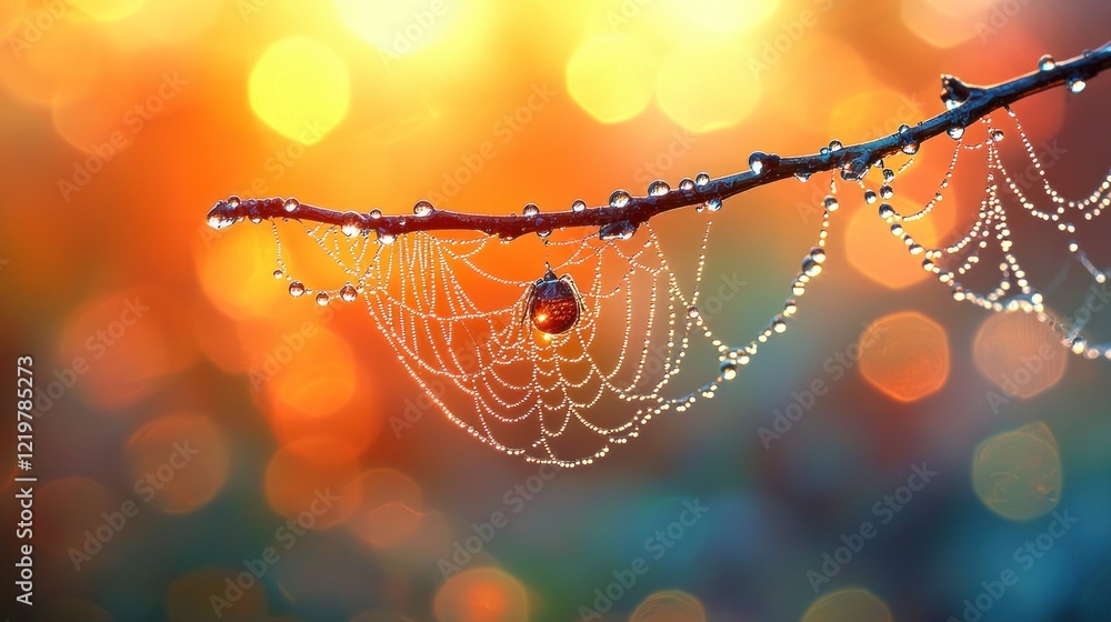 Poster dewy web with branch and bokeh.