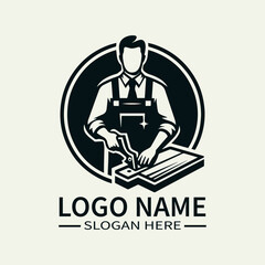 Carpenter Logo Design, Woodworking Logo, Construction Logo with Saw, Handyman Logo, Vintage Carpenter Logo