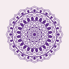 Intricate Purple Mandala with Symmetrical Floral Motifs, vector illustration, mindfulness art