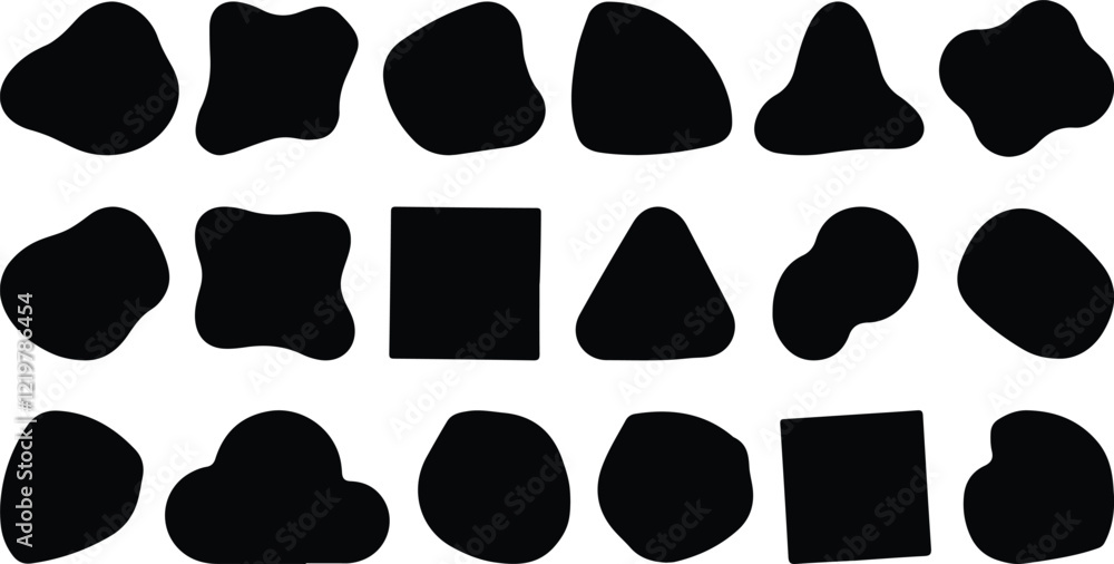 Poster blob shape vector art illustration set, abstract shapes in a simple black and white design. eps-10.