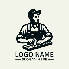 Carpenter Logo Design, Woodworking Logo, Construction Logo with Saw, Handyman Logo, Vintage Carpenter Logo