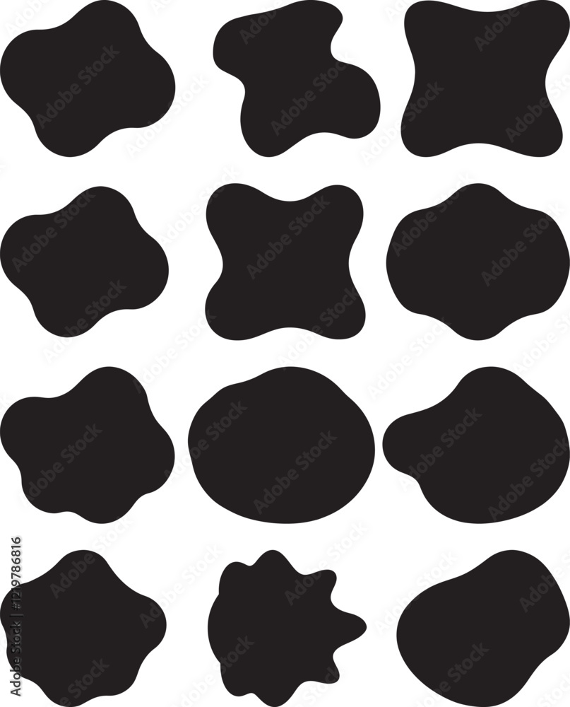Poster blob shape vector art illustration set, abstract shapes in a simple black and white design. eps-10.