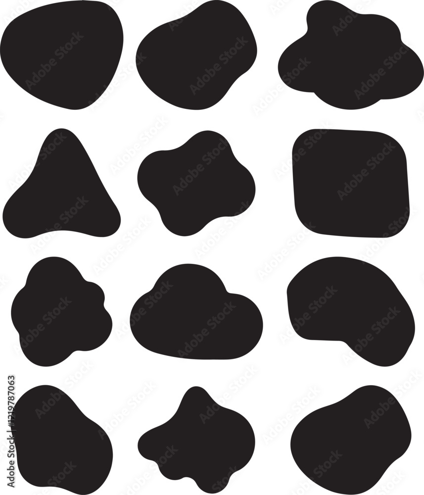 Aufkleber blob shape vector art illustration set, abstract shapes in a simple black and white design. eps-10.