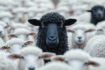black sheep among snowy white sheep