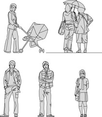 vector illustration of a sketch of a person's silhouette figure in the form of a pencil drawing with fashionable clothes to complete the image  