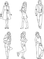 vector illustration of a sketch of a person's silhouette figure in the form of a pencil drawing with fashionable clothes to complete the image