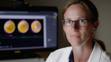 Focused scientist analyzing planetary data on a monitor, embodying the essence of discovery and scientific inquiry.