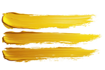 Collection set of yellow gold texture strokes isolated on white, cut out