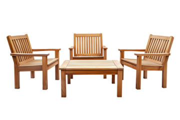 Patio teak furniture isolated, cut out