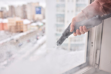 Efficient Steam Cleaning of Windows Utilizing Specialized Professional Equipment and Tools