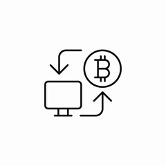 bitcoin desktop transaction icon sign vector