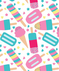 Colorful Ice Cream Pattern – Cute Summer Dessert Background
