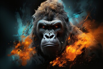 Obraz premium ゴリラのイラストポートレート,Generative AI AI画像