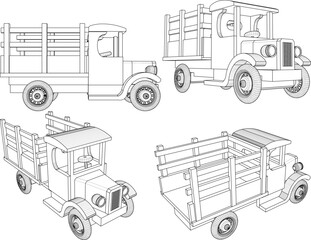 Vector illustration of traditional ethnic wooden truck toy design for children