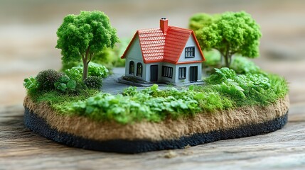 Charming Miniature House in a Lush Green Landscape