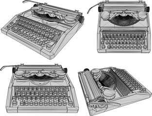 vector illustration of vintage classic old typewriter design for writing letters