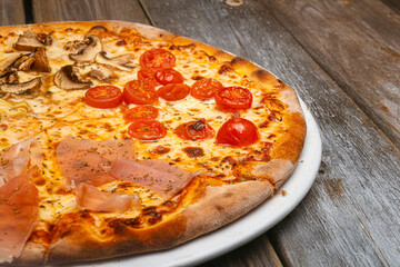 Salmon Pizza with black background