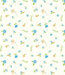 Seamless floral pattern with decorative flowers in elegant repeating design
