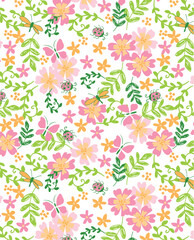 Seamless floral pattern with decorative flowers in elegant repeating design