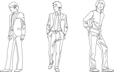 vector illustration sketch of a silhouette figure of a young executive student model in branded fashion walking at the mall 