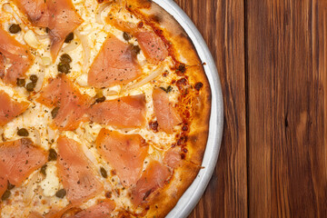 Salmon Pizza with black background