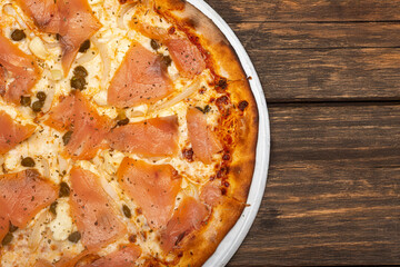 Salmon Pizza with black background