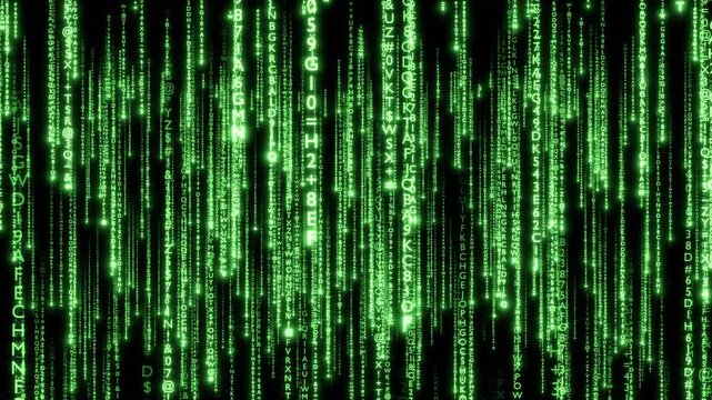 Matrix Code Digital Rain of Falling Characters