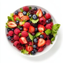 Obraz premium A refreshing mixed berry salad with raspberries, blueberries, and strawberries