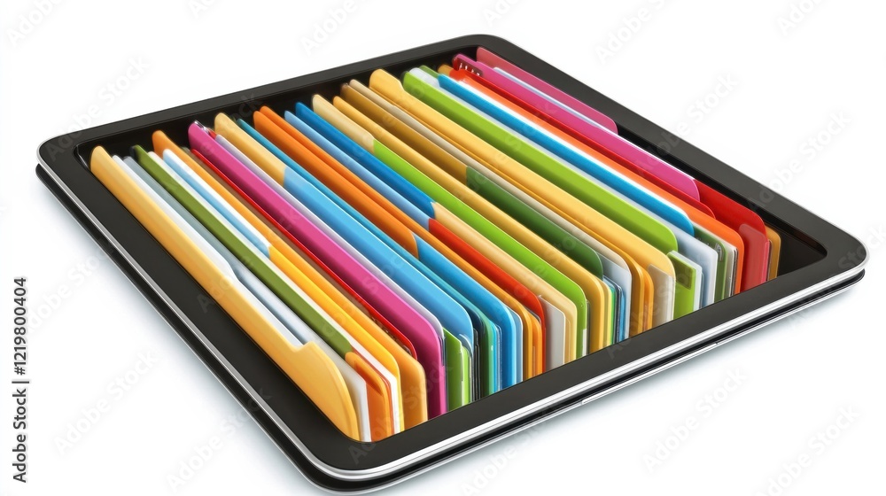 Poster colorful file organization in tablet display