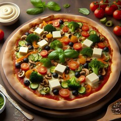 delicious and tasty pizza, stuffed pizza, pizza for commercial, web, flyers, generative Ai
