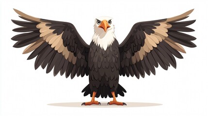 Obraz premium Cartoon Vulture Eagle Animal Illustration in Wide Angle Centered Composition