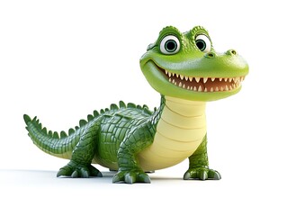 Fototapeta premium Cute Cartoon Alligator 3d Render Happy Reptile Illustration