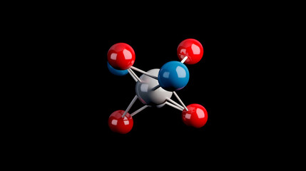 Molecular structure, 3D render, science, black background, educational