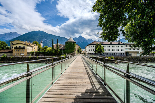 View from a bridge to the town of Lienz