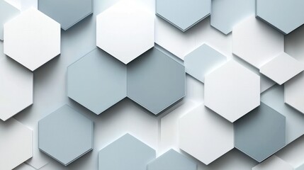 Gray, white 3D hex shapes.