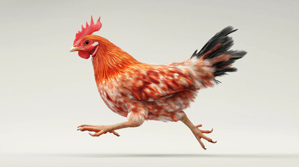 Ein lebhaftes Huhn läuft fröhlich über den Boden

