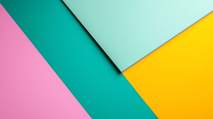 Abstract Geometric Background with Vibrant Teal, Pink, and Yellow Colors