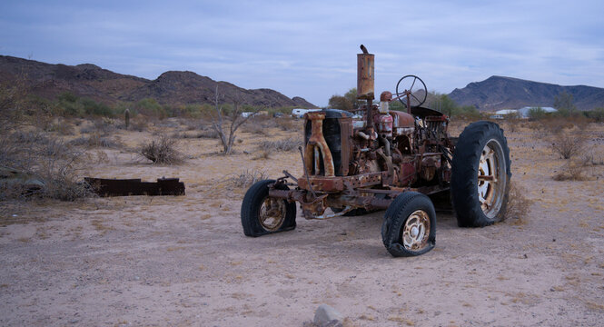 Decaying Tractor Yard Art on Display