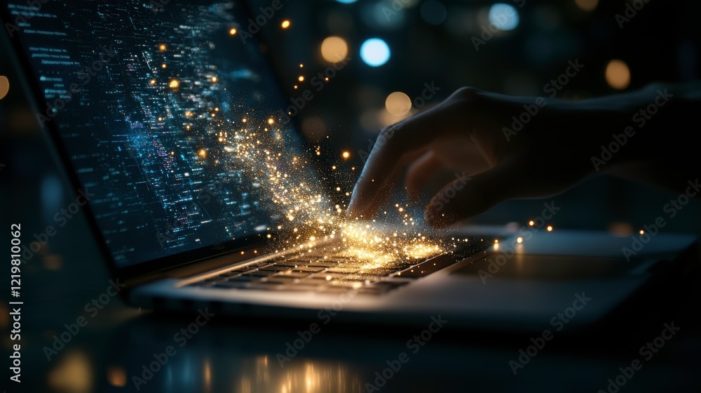 Poster interactive learning session on laptop with bright visuals