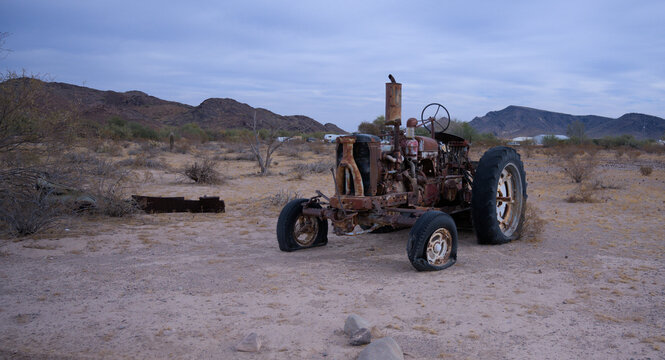 Decaying Tractor Yard Art on Display