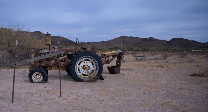 Decaying Tractor Yard Art on Display