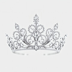 A stunning silver tiara crown isolated on a transparent background, perfect for royal-themed events, weddings, and fashion designs.