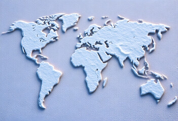 world map covered Snow