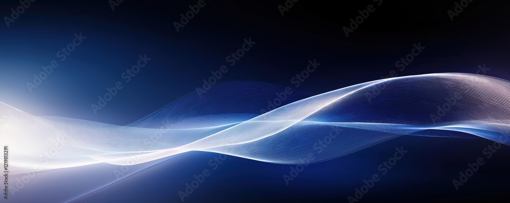 Poster abstract dark blue gradient background with light effects creates smooth wave patterns. elegant desi