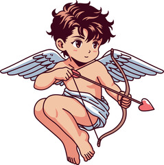 Obraz premium Adorable archery cupid cartoon illustration