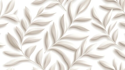 Elegant Seamless Pattern of Beige and White Leaves