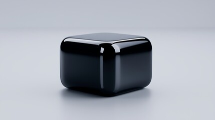 Glossy Black Cube on a Neutral Background A Minimalist 3D Render